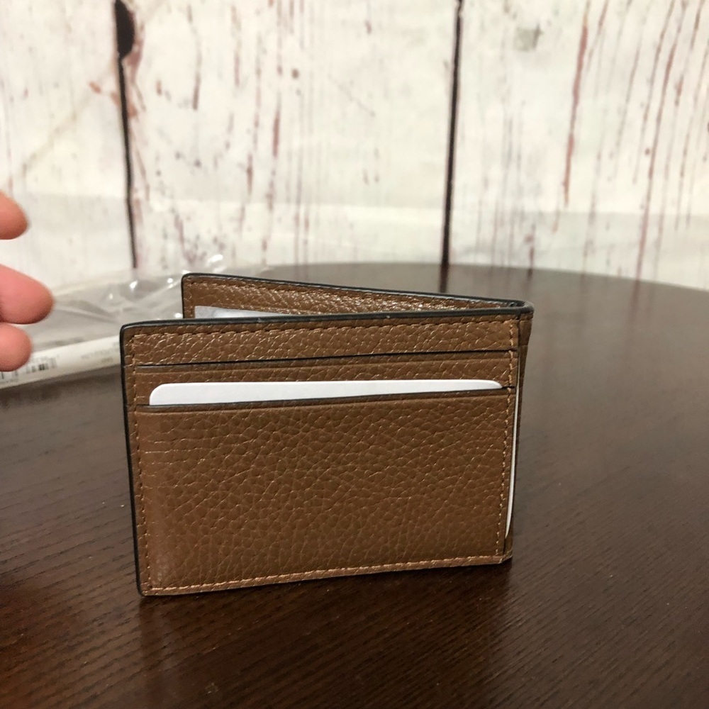 Coach Compact Bi Fold Brown Leather Men’s Wallet NWT - Picture 3 of 9